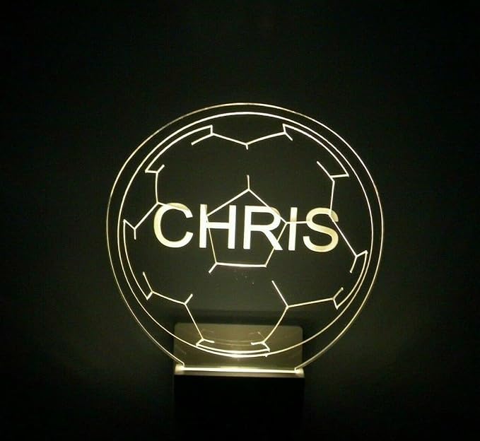 Night Light Multi Color Personalized LED Plug-in, Ultra-Slim Touch Night Light Smart Dusk to Dawn Sensor, Kids Children's Bedroom Kitchen Bathroom Hallway Play Room Variations (Soccer Ball)