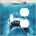 Swimming Woman Funny Shark Blue Ocean Wallplates 1 Toggle 1 Duplex Switch Plate Electrical GFCI Faceplate Decorative Light Switch Covers for Kids Room Bedroom Decor