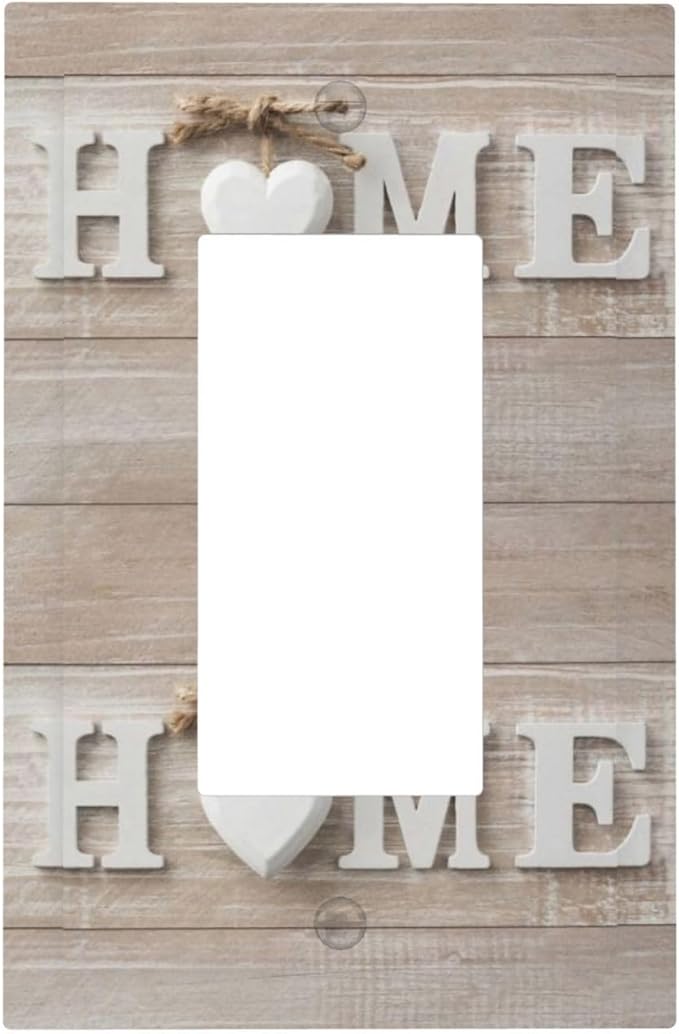 Family Vintage Country Farmhouse 1-Gang Decorator Rocker Outlet Light Switch Cover Sweet White Home Wood Sign Wooden Letters Decorative Single Device GFCI Receptacle Switch Wall Plate Dimmer Mid Size