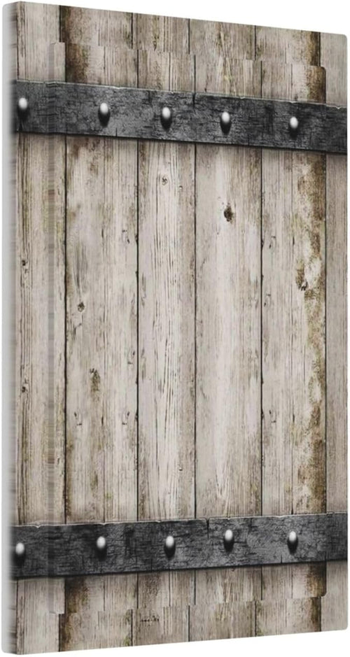 1-Gang No Device Decorative Blank Receptacle Wall Plate Western Rustic Wooden Barn Door Wood Cabin Country Metal Texture Light Switch Mid Size Electrical Face Plate Cover for Unused Outlets/Switches