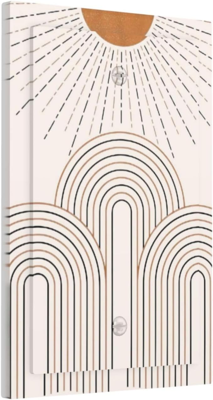 Decorative Light Switch Plate Covers Mid Century Gold Sun Minimalist Arch Line Castle 1 Gang No Device Switch Cover Plate Single Blank Wall Plate Switchplate Electrical Faceplate