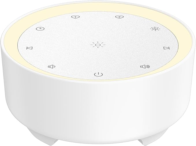 Kipcush White Noise Machine for Sleeping, 20 Soothing Sounds Including White Pink Brown Noise, Fan and Nature, Custom Shortcut Buttons, Dimmable Night Light, 8 Hour Timer, USB Powered