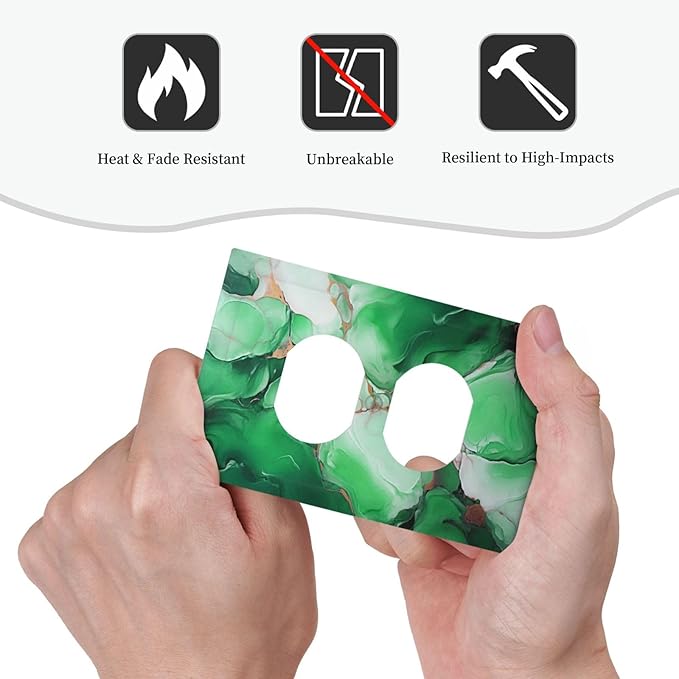 Decorative Outlet Covers Abstract Luxury Emeralds Green Gold MarbleTextures 1 Gang Duplex Light Switch Cover Plate Wall Plates for Electrical Outlets Electrical Switchplate Face Plate