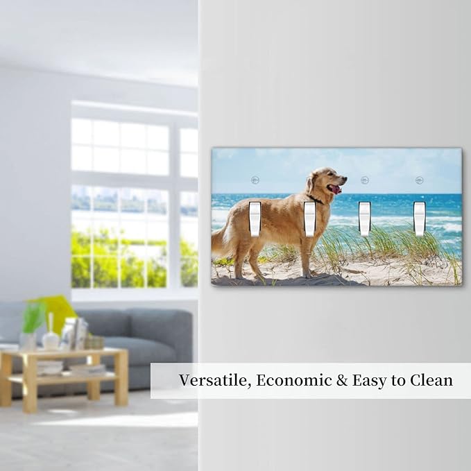 Custom Quad Toggle Light Switch Cover Personalized Your Own 4 Gang Decorative Switch Plates Cover with Picture Logo Text for Bathroom Home Living Room Decor 8 X 4.5 In