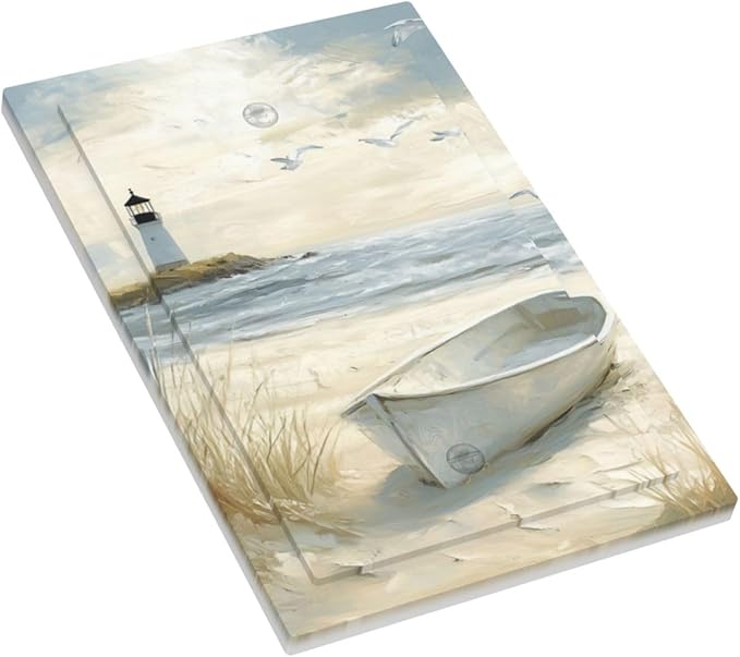 Sea Beach 1 Gang Light Switch Cover Electrical No Device Wall Plate Old Ship Reed Lighthouse Seascape Switchplates Decorative Faceplate for Bedroom Kitchen Living Room Decor