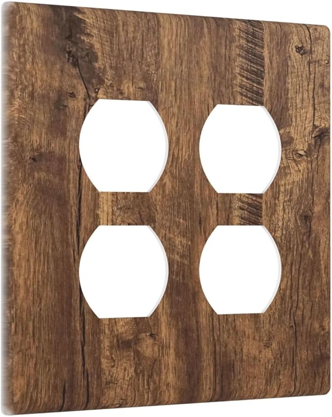 Rustic Old Wood Brown Crack Tree Tumor Print Outlet Covers 2 Gang Double Duplex Decorative Light Switch Covers Electrical Wallplates Socket Faceplate for Farmhouse Home Decor
