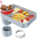 Car Seat Cup Holder Snack Tray for Kids, Reduces Mess, Detachable Large Base & Adjustable Ring, Carseat Tray for Toddler, Car Seat Food Tray Table for Kid Travel Road Trip Essentials -Light Gray