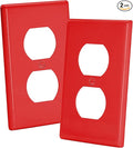 Bates- Duplex Wall Plate, 2 Pack, Red, Electrical Outlet Cover Plates, Wall Outlet Cover