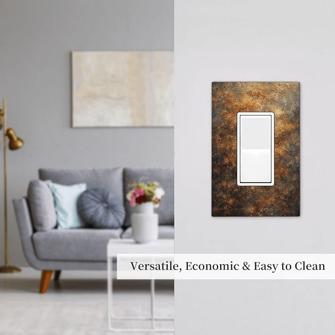 Decorative Outlet Covers Vintage Rust Pattern in Brown gold 1 Gang Rocker Light Switch Cover Plate Single Wall Plates for Electrical Outlets Switch Plate Covers Faceplate for Home Decor