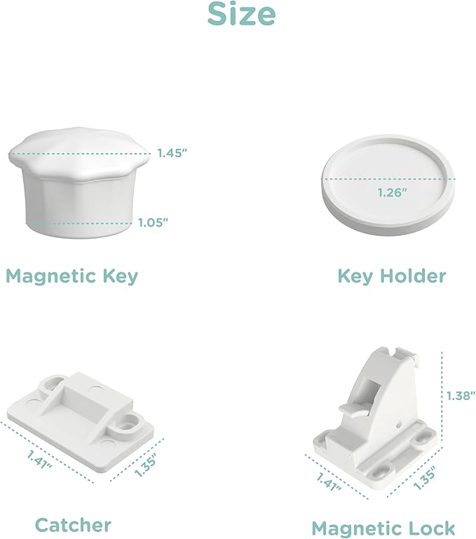 16 Pack Cabinet Locks Baby Proofing - SKYLA HOMES Children Proof Magnetic Cabinet Locks for Cupboard, Drawers, Adhesive Baby Proof Latches (16 Locks and 2 Keys)