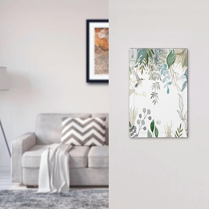 Green Tropical Palm Leaves Flower Plants Hummingbird Light Switch Cover Plate 1 Gang No Device Blank Electrical Wall Plates Faceplate Decorative Switch Plate for Bed Room Living Room Decor