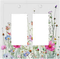 Decorative Outlet Covers Boho Colorful Flowering Plant Wild Flower 2 Gang Double Gfci Rocker Electrical Wall Panels Light Switch Cover Plate For Bed Room Living Room Decor