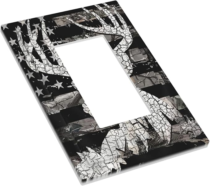 American Flag Forest Antler Deer Elk 1 Gang Rocker/Decora Outlet Light Switch Wall Plate Cover Faceplate Decorative Switchplate Kitchen Home Bedroom Decorate