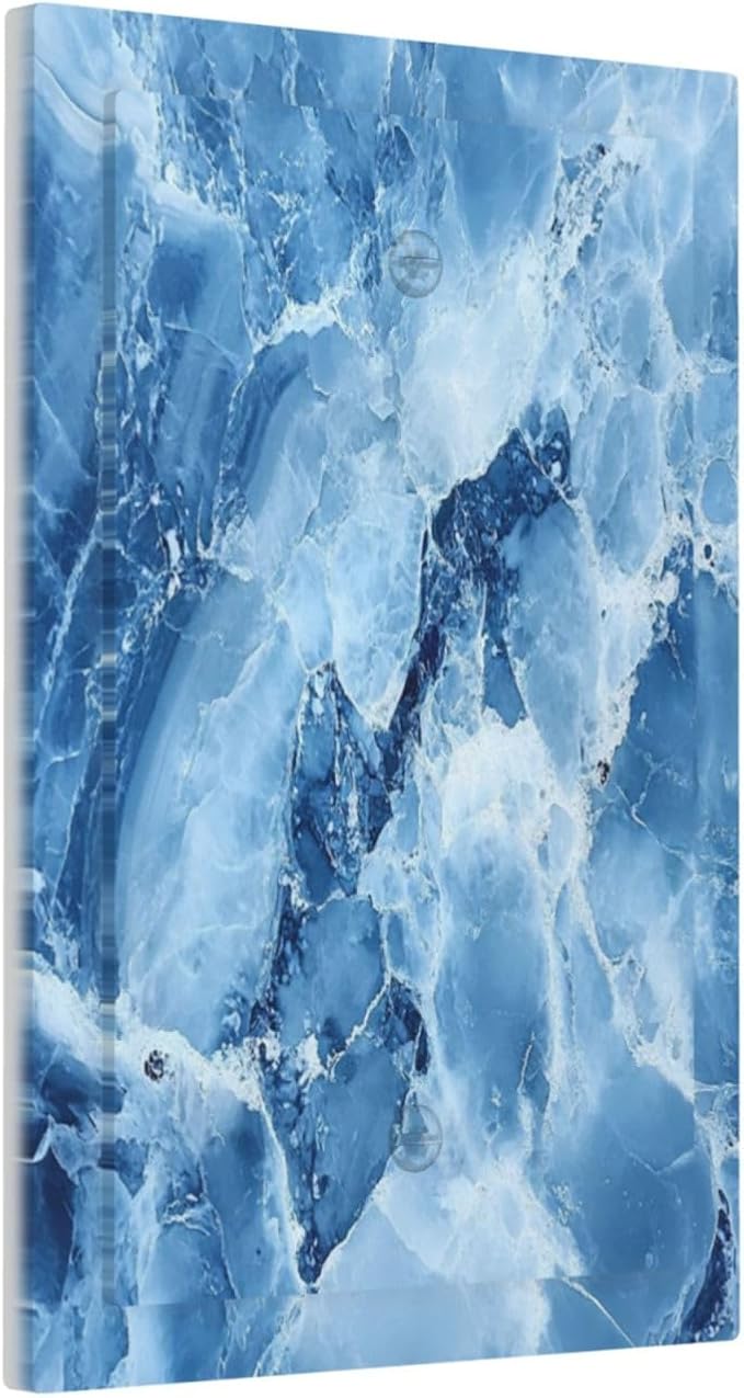 Light Switch Cover Blue Marble Abstract Luxury Modern Wall Plate Cover 1 Gang Blank No Device Decorative Outlet Covers Electrical Switchplate for Bathroom Bedroom Decor