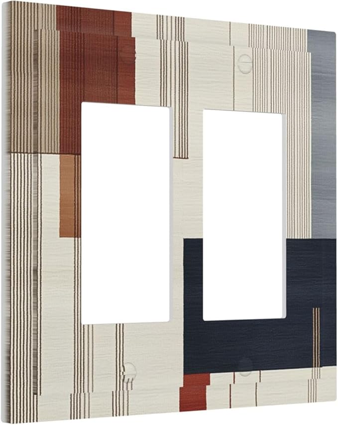 Abstract Geometric Double Rocker Light Switch Cover Modern Squares 2 Gang Outlet Covers Switchplates Wall Plate Decorative Electrical Faceplate for Bedroom Kitchen Living Room Decor