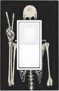 Decorative Outlet Covers Skeleton Skull Boho Hippie Dark Background 1 Gang Single Rocker Light Switch Cover Plate Wall Plates Gfci Faceplate For Cabin Office Decor