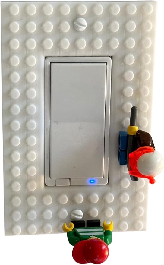 Brick Wall Plate, Rocker Toggle Light Switch Cover for Kids Bedroom, Game Room, 1-Gang (White)