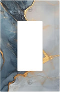 Abstract Blue Granite Luxury Texture Print Single Light Switch Cover Plate 1 Gang Rocker Outlet Covers Switchplate Decorative Electrical GFCI Wallplate for Bedroom Kitchen Living Room Decor