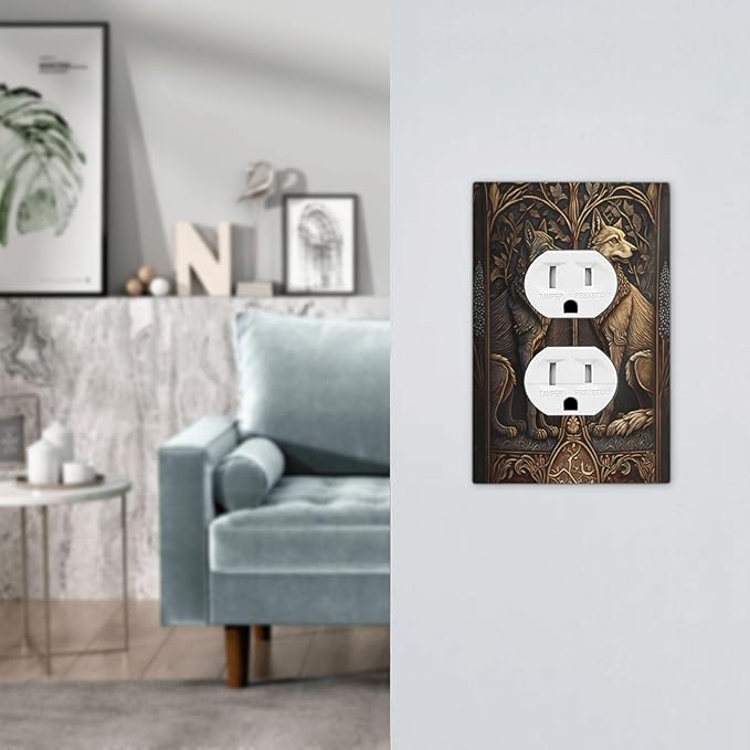 Medieval Wolves Animal Vintage Print Outlet Covers 1 Gang Duplex Light Switch Cover Decorative Switch Plates Electrical Receptacle Faceplate Wall Plate for Farmhouse Home Decor