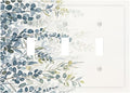Decorative Switch Plate Cover with Green & Blue Watercolor Eucalyptus Botanical Foliage Design 3 Gang Artistic Wall Plate Unique Triple Toggle Light Switch Covers for Living Room Decor