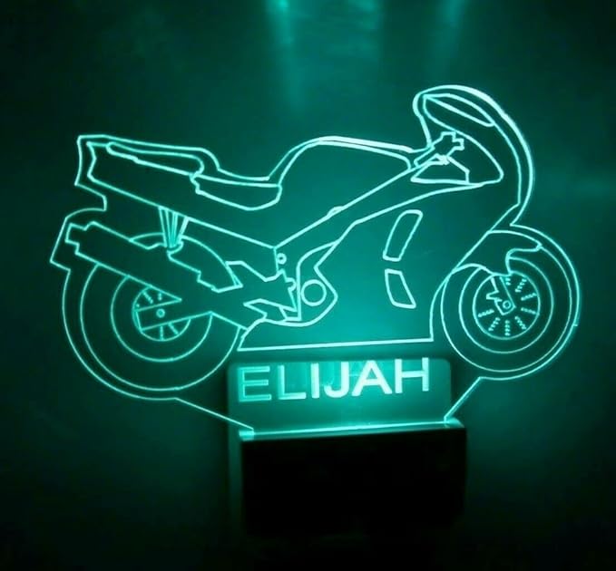 Night Light Multi Color Personalized LED Plug-in, Ultra-Slim Touch Night Light Smart Dusk to Dawn Sensor, Kids Children's Bedroom Kitchen Bathroom Hallway Play Room Variations (Motorcycle)