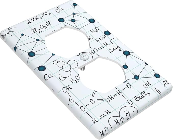 Chemical Formula 1-Gang Duplex Wall Plate, Light Blue Science Chemistry Outlet Cover for Classroom, Study Room, Office & Kids Room