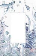 Ocean Themed Coral Seahorse Seashell Starfish Beach Decorative Outlet Covers 1 Gang Single Rocker Light Switch Cover Plate Wall Plates GFCI Faceplate for Bathroom Home Decor