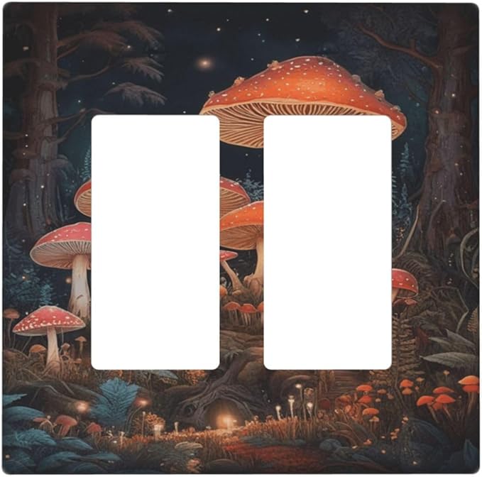 Decorative Art Light Switch Covers Maple Path 2 Gang Dual Rocker Outlet Switch plate Faceplate GFCI for Home Decor