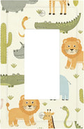 African Safari Animals Single Rocker Switch Cover - 1-Gang Standard US Size Cute Hippo Crocodile Lion Elephant And Giraffe Funny Wildlife Light Switch Covers for Boys & Girls Room Decor
