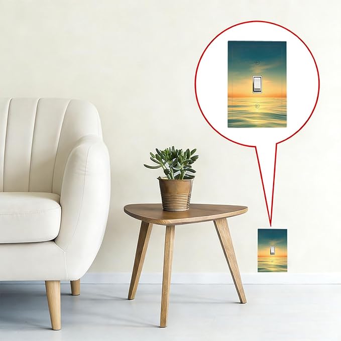 Serene Coastal Sunset 1-Gang Toggle Light Switch Plate, Minimalist Ocean Landscape Design Decorative Wall Plate for Bathroom Decor
