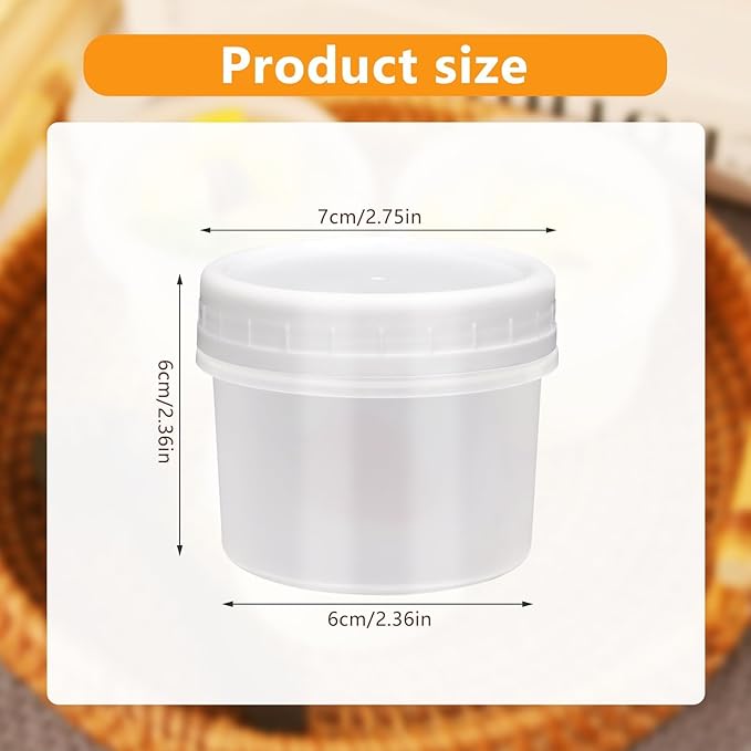 24 Pack 5 oz(160 ml) Food Storage Jars with Screw Lids, Reusable Small Refrigerated Jars, Small Plastic Freezer Storage Food Containers for Cake Jam Ice Cream Sauce