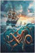 Light Switch Cover Sailboat Ship Octopus Ocean Sea Waves Decorative Switch Plates 1 Gang Blank No Device Outlet Covers Electrical Wall Plates for Bathroom Bedroom Decor