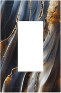 Gradient Abstract Ripple Blue Gold Marble Printed 1 Gang Rocker Light Switch Covers Single Decora Outlet Wall Plate Decorative Switchplate Faceplate GFCI for Kitchen Bathroom Bedroom Decor