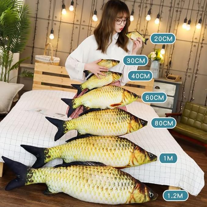 OUKEYI 31-Inch Giant 3D Soft Fish Cushion - Carp Plush Pillow Stuffed Toy for Home Decoration - Kids Throw Pillow and Stuffed Animal Gift