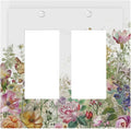 Decorative Outlet Covers Boho Wildflower Colorful Floral Butterfly 2 Gang Double Gfci Rocker Electrical Wall Panels Light Switch Cover Plate For Bed Room Living Room Decor