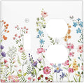 Boho Watercolor Wildflowers Floral Plants Flower Wallplates 1 Toggle 1 Duplex Switch Plate Electrical GFCI Faceplate Decorative Light Switch Covers for Bedroom Living Room Decor