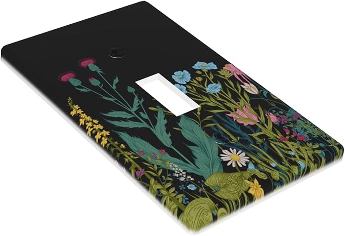 Boho Flowers Colorful Floral Light Switch Cover Plates Decorative Single Toggle Wall Plate, 1 Gang Lightswitch Cover