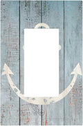 Anchor Rustic Sailing Nautical Wooden Planks Marine Decorative Outlet Covers 1 Gang Single Rocker Light Switch Cover Plate Wall Plates GFCI Faceplate for Bathroom Farmhouse Decor