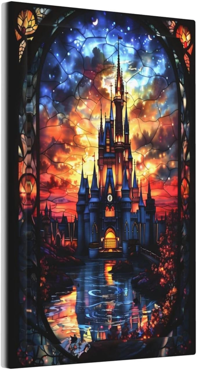 Medieval Fantasy Castle Magic Academy Light Switch Cover Plate 1 Gang No Device Blank Electrical Wall Plates Faceplate Decorative Switch Plate Covers for Kids Room Bedroom Decor