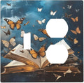 Decorative Art Light Switch Covers Butterflies from the Book 2 Gang Single Toggle Duplex Combination Electrical Faceplate Switchplate Wall Plate for Home Decor