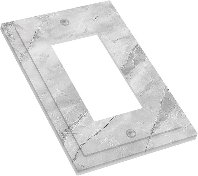 Decorative Outlet Covers Gray Marble Pattern 1 Gang Single Rocker Light Switch Cover Plate GFCI Wall Plates Electrical Switch Plate Cover for Home Farmhouse Decor