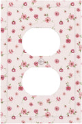 Pink Ditsy Floral Duplex Wall Plate - 1-Gang Standard US Size French Country Petite Floral Outlet Covers, Vintage Shabby Chic for Girls Room