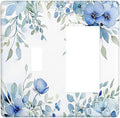 Watercolor Blue Flower Plant Floral Green Leaves Outlet Covers 1 Toggle 1 Rocker Combination Decorative Wall Plate Electrical Switch Plates Light Switch Cover Plate for Bedroom Living Room Decor