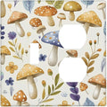Boho Watercolor Mushroom Flowers Leaf Colorful Floral Wallplates 1 Toggle 1 Duplex Switch Plate Electrical GFCI Faceplate Decorative Light Switch Covers for Kids Room Nursery Decor