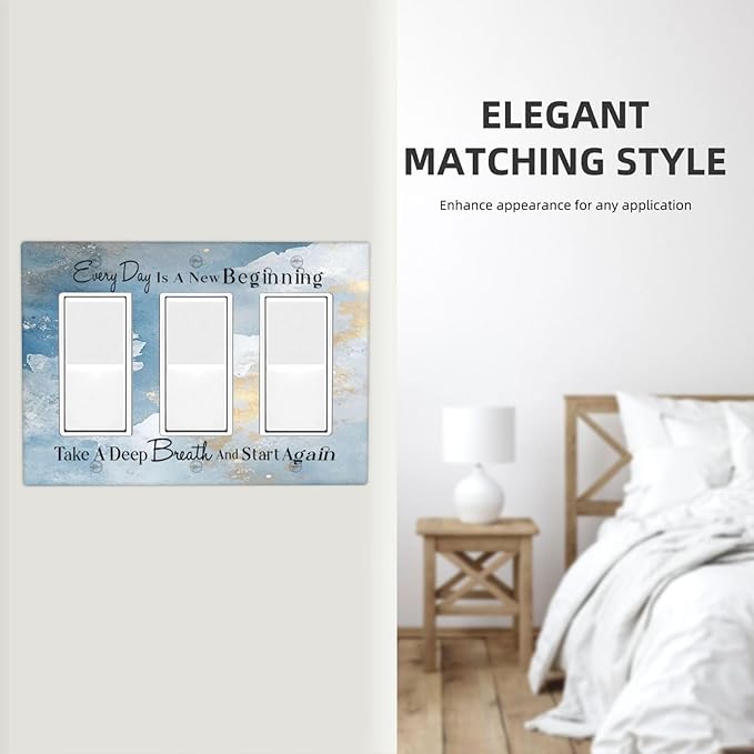 Decorative Outlet Covers Motivational Quotes Blue Abstract Texture 3 Gang Light Switch Cover Plate Triple Rocker Wall Plates for Electrical Outlets Switch Plate Covers for Home Decor