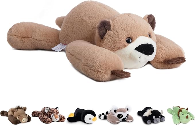 Niuniu Daddy Weighted Otter Stuffed Animal for Kids & Adults, 20 Inch 3.3lb Large Plush Toy with Soft Fur, Weighted Plushies Pillow for Sensory Calm, Huggable Gift for Everyday Comfort