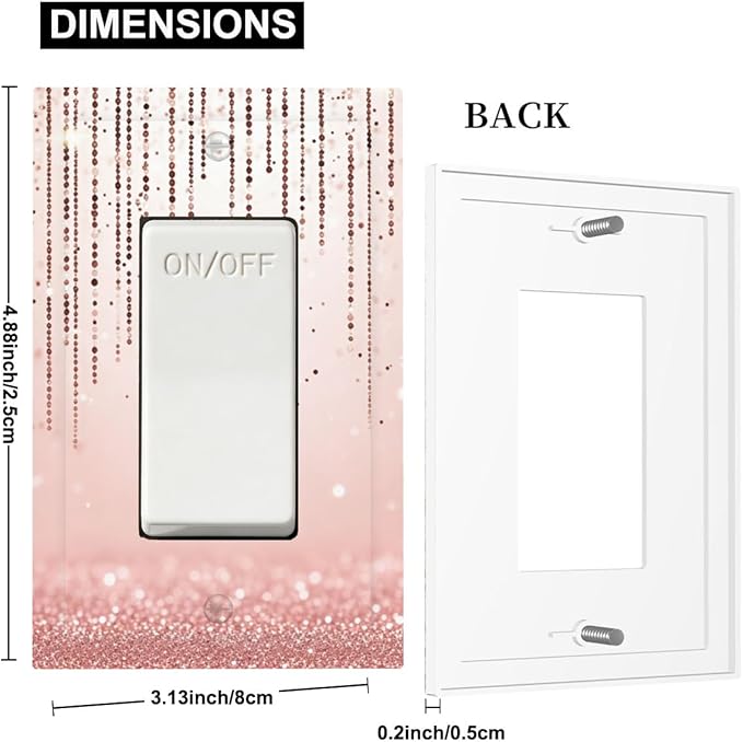 Rose Gold Pink 1-Gang Toggle Light Switch Plate, Draping Bead Printed Pattern Decorative Wall Plate, Modern Glam Home Decor