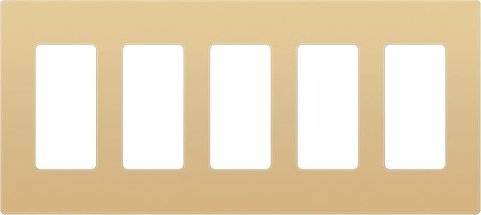 ENERLITES Elite Series Screwless Decorator Wall Plate Child Safe Outlet Cover, Gloss Finish, Size 5-Gang 4.68" H x 10.14" L, Unbreakable Polycarbonate Thermoplastic, SI8835-GD, Gold