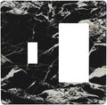 Black Marble Patterns Low Key Luxurious Outlet Covers 1 Toggle 1 Rocker Combination Decorative Wall Plate Electrical Switch Plates Light Switch Cover Plate for Bathroom Kitchen Decor