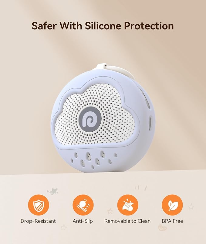 Dreamegg White Noise Machine - Portable Sound Machine Baby with Safe Silicone Cover, Features Powerful Battery, 21 Soothing Sound, Noise Canceling for Sleeping, Baby Registry Gift, Nursery(Blue)